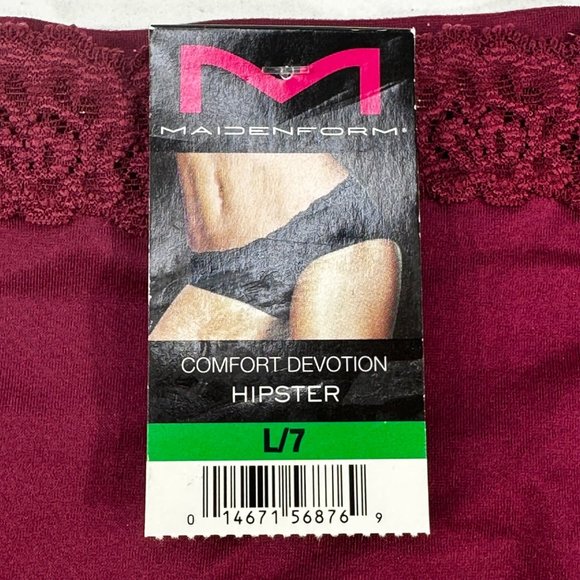 Maidenform Womens 7 Large Panty Hipster Lace Waist Comfort Devotion Burgundy New - Picture 4 of 8